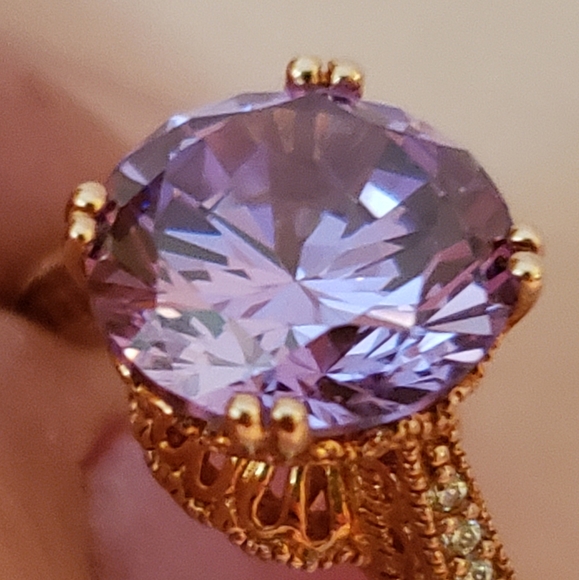 Sz 9, Purple & White Cubic Zirconia 18k Rose Gold Over 925 Silver,  5.98ctw, NWT - Picture 4 of 14